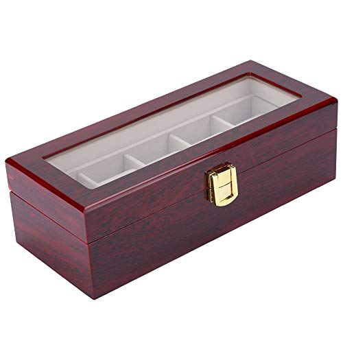 Soporte de reloj, caja de reloj duradera, protección antideslizante de 5 rejillas anticorrosión hecha de madera sin óxido para vitrinas de relojes Evita el polvo y los rasguños relojes