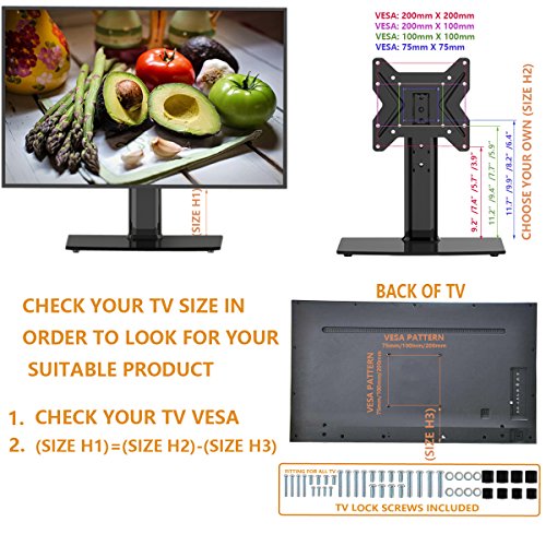 Soporte de TV Giratorio Universal/Base de Mesa Soporte de TV para televisores de 19 a 39 Pulgadas con Giratorio de 90 Grados, Altura Ajustable de 4 Niveles,Capacidad hasta 45kgs