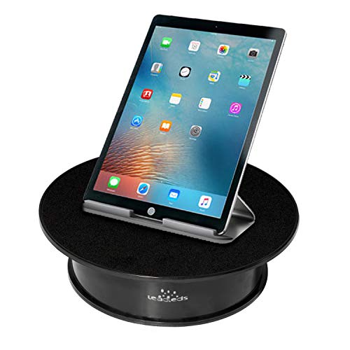 Soporte giratorio motorizado para joyas, diseño con parte superior de terciopelo, color negro (20,3 cm), negro, Dia.:8" (20cm Top stand)* 2.24"H