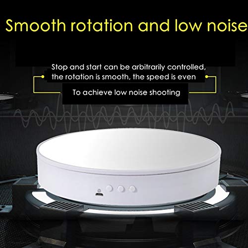 Soporte giratorio para expositor eléctrico giratorio para joyas, base para joyas, tocadiscos, joyería, joyero, máx. 5 kg, 360 °, diámetro de 20 cm (base negra)