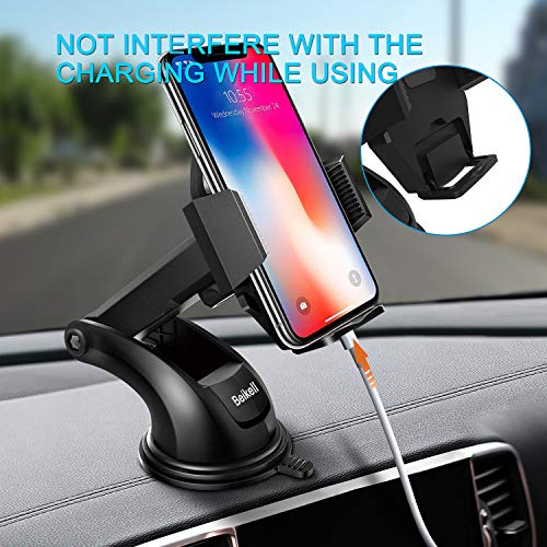 Soporte Móvil Coche, Beikell Soporte del Coche Móvil Universal para Parabrisas y Salpicadero con Ventosa de Gel Fuerte y Brazo Ajustable Giro 360 Grado para iPhone X/8/7/6 y Más