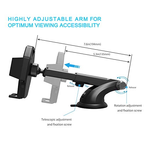 Soporte Móvil Coche, Beikell Soporte del Coche Móvil Universal para Parabrisas y Salpicadero con Ventosa de Gel Fuerte y Brazo Ajustable Giro 360 Grado para iPhone X/8/7/6 y Más