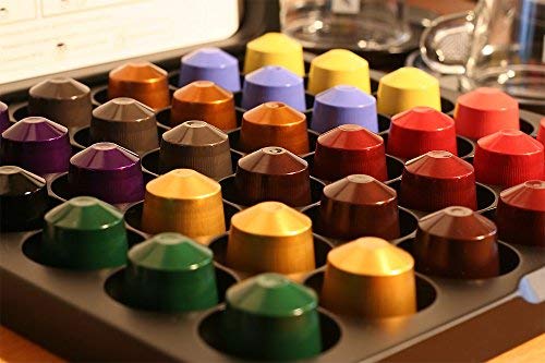 Soporte para cápsulas de café Nespresso (32 cápsulas). Dispensador cápsulas de café acero inoxidable cromado.