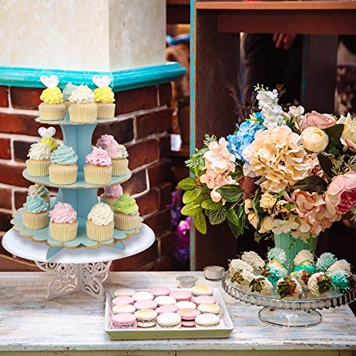Soporte para Cupcakes 3-Tier Cartón Cupcake Stand Redondo Soporte Postre para Bebé Shower Niños Fiesta Cumpleaños Party Temático