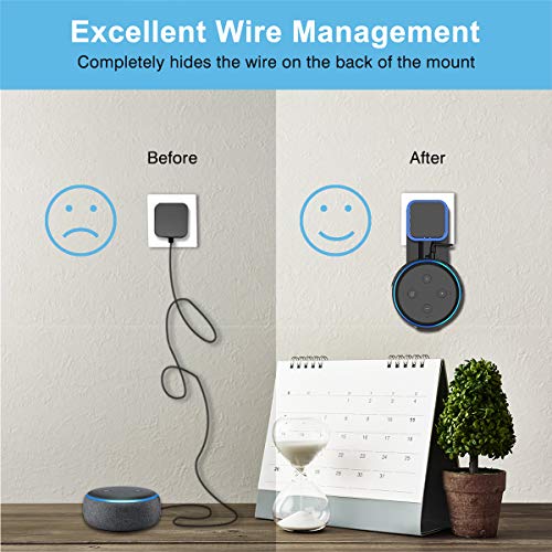 Soporte para Dot (3ra generación) Altavoz Inteligente, Cable Perfectamente recogido sin Tornillos, Soporte en cocinas, baño y Dormitorio - Negro(2-Pack)