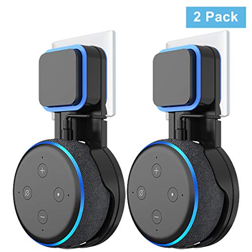 Soporte para Dot (3ra generación) Altavoz Inteligente, Cable Perfectamente recogido sin Tornillos, Soporte en cocinas, baño y Dormitorio - Negro(2-Pack)