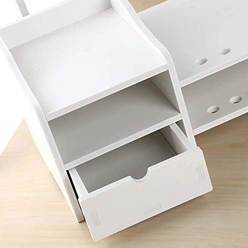 Soporte para Monitor de Oficina Riser Monitor de computadora Escritorio Organizador de Almacenamiento de Mesa con cajón Ergonomía Mesa de PC para Oficina en casa Blanco 95x20x18cm (37x8x7inch) We
