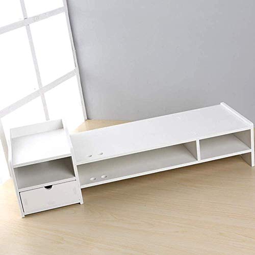 Soporte para Monitor de Oficina Riser Monitor de computadora Escritorio Organizador de Almacenamiento de Mesa con cajón Ergonomía Mesa de PC para Oficina en casa Blanco 95x20x18cm (37x8x7inch) We