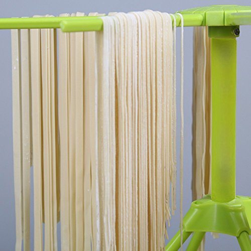 Soporte plegable para secado de pasta de cocina, soporte para fideos con 10 asas de barra (verde)