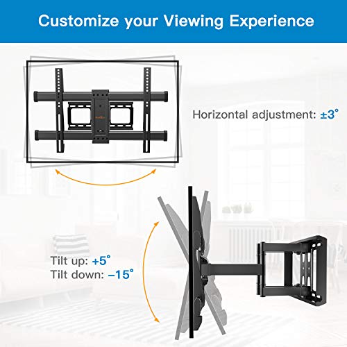 Soporte TV de Pared Articulado Inclinable y Giratorio para Pantallas de 37-75 Pulgadas, hasta 60 kg, MAX VESA 600x400mm, Cable HDMI Y Nivel de Burbuja Incluidos