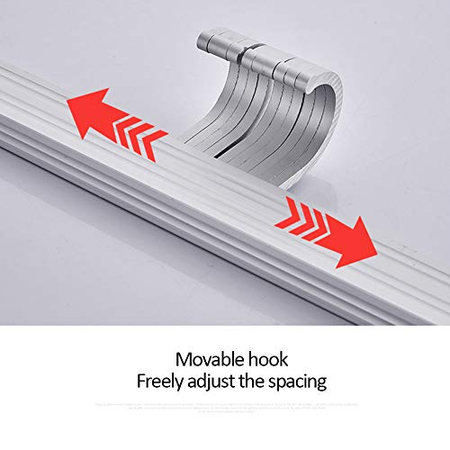 Soportes Utensilios Cocina Barra Colgador, Aleación De Aluminio Organizador Ganchos Estante De Riel Colgante, Titular De La Tapa, Con Pegamento Profesional, Para Baño Olla Toalla (4 hooks)