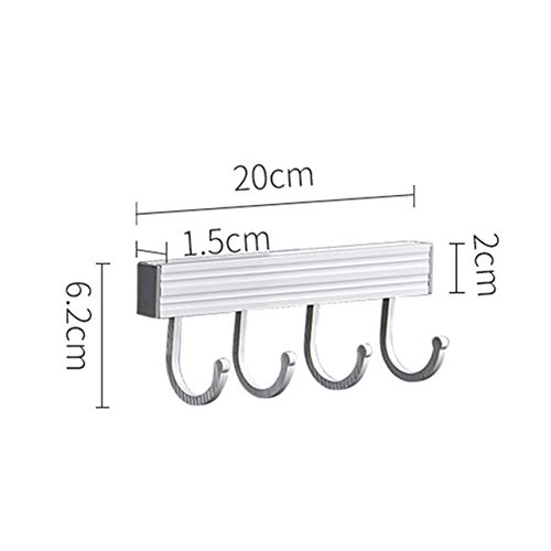 Soportes Utensilios Cocina Barra Colgador, Aleación De Aluminio Organizador Ganchos Estante De Riel Colgante, Titular De La Tapa, Con Pegamento Profesional, Para Baño Olla Toalla (4 hooks)