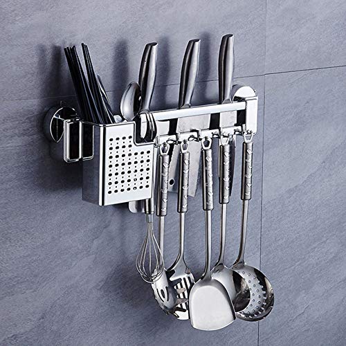 Soportes Utensilios Cocina Barra Colgador Bloque De Cuchillo, Acero Inoxidable Organizador De Perchas Rack Colgante Ventosa Ganchos De Suspensión Multipropósito Cocina