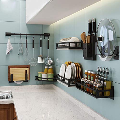 Soportes Utensilios Cocina Barra Colgador Soporte De Acero Inoxidable Estante De Riel Colgante Con Pegamento Mejorado, Ganchos De Suspensión Para Olla, Toalla (60cm)