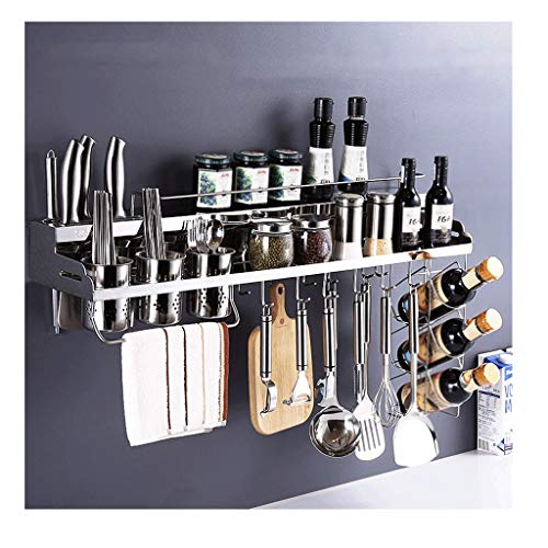 Soportes y organizadores para utensilios Cocina Organizador 304 cocina de acero inoxidable de montaje en pared perforada libre del estante fácil de montar-3 Tamaños Cocina Entrepaños ( Color : B )