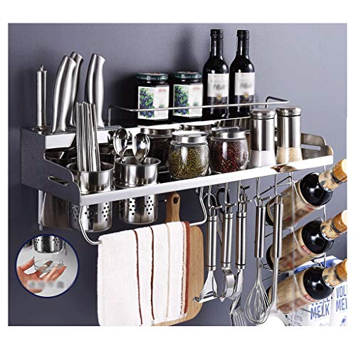 Soportes y organizadores para utensilios Cocina Organizador 304 cocina de acero inoxidable de montaje en pared perforada libre del estante fácil de montar-3 Tamaños Cocina Entrepaños ( Color : B )