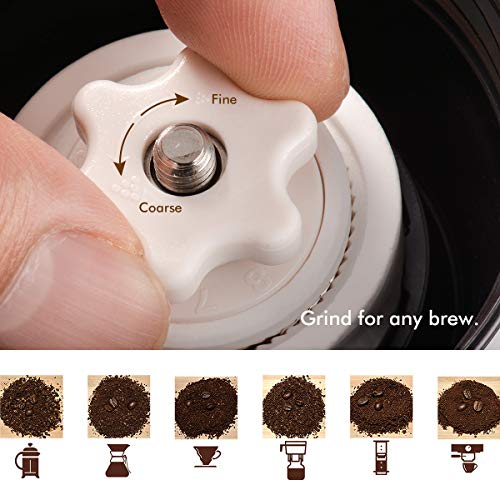 soulhand – Molinillo de café manual, molino de café portátil, fresas céramiques cónicas regulables con manivela plegable con cepillo de limpieza