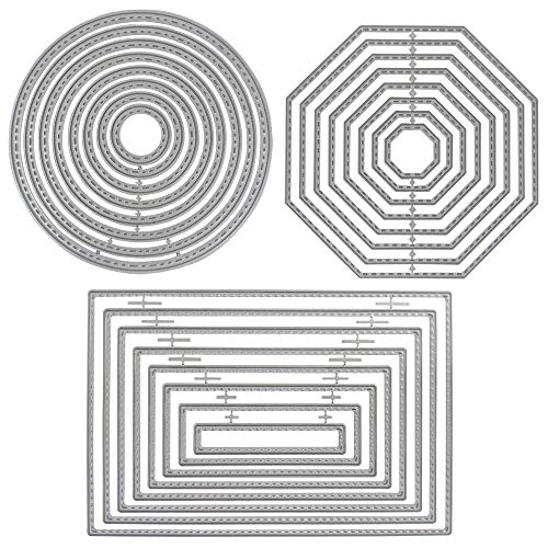 SourceTon 3 formas diferentes de troqueles de corte Plantilla Plantilla Moldes metálicos (rectángulo, círculo y octágono)para Scrapbook, Album Paper DIY Crafts & Card Making