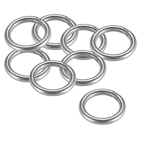 sourcing map Anillo O de acero inoxidable de 50 mm de diámetro exterior de 6 mm de grosor con fleje de anillos redondos soldados 8 piezas