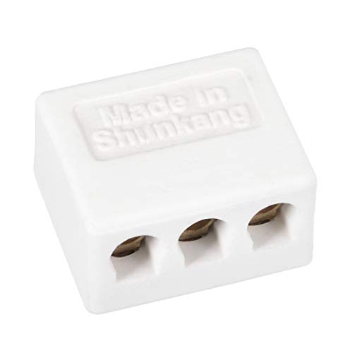 sourcing map Bloques de terminales Cerámicos de 3 vías Conectores de porcelana de alta temperatura 36x30x20mm 5 uds