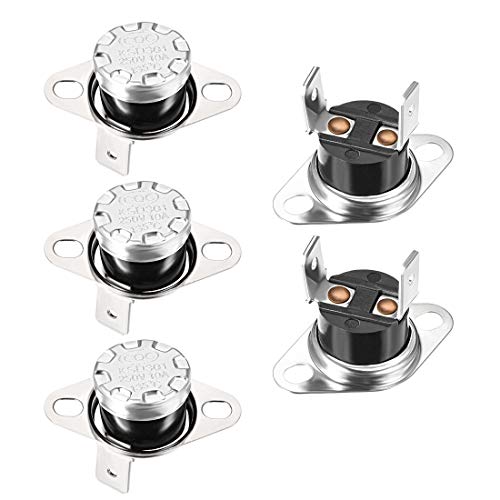 sourcing map KSD301 Termostato 135 °C/300 °F 10 A Normal cerrado N.C Ajuste interruptor de temperatura de disco a presión para microondas, horno, cafetera, ahumador 5pcs