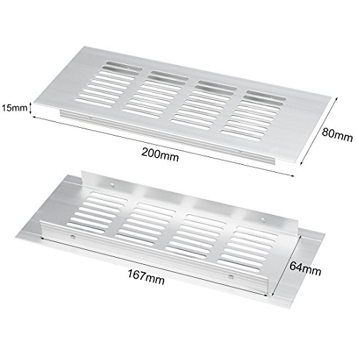 SOURCING MAP sourcing map 200 mm X 80 mm, Rejilla De Ventilación Ventilación De Ventilación De Aluminio Con Rejilla Tapa De La Parrilla 2Pcs