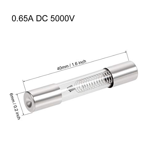 Sourcingmap - Fusibles de cartucho para hornos y para microondas de acción lenta, fabricados de vidrio soplado lento, de 6 mm x 40 mm, de 5000 V, Fast Blow 0.65A 5pcs