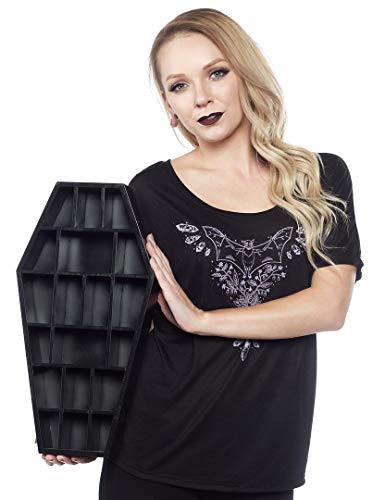 Sourpuss Black Coffin - Caja de almacenaje de madera, color negro