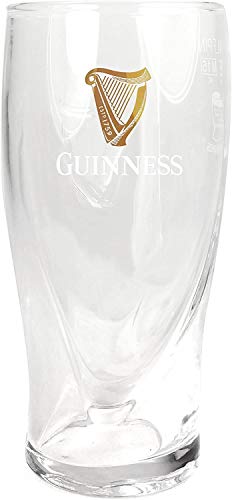 SP Guinness - Juego de 4 vasos de pinta, 568 ml, marca CE, diseño de arpa en relieve, 4 unidades