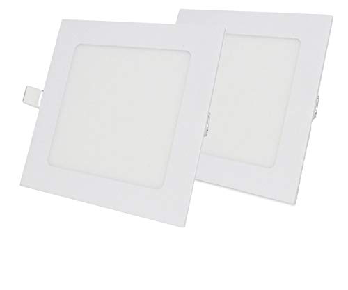 SPA12CW (2 Unidades) Lámpara LED 12W 6500K Cuadrada 170 x 170mm, 1080LM, Foco de luz LED para Techo con Transformador incluido AC 85-265V, Foco empotrable para Techo [Color Blanco Frío]