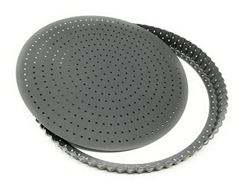 Space Home - Molde de Horno Rizado Perforado - Base Desmontable - Recubrimiento Antiadherente - Diámetro 24 cm