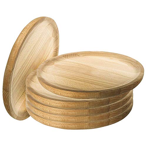 Space Home - Platos para Pulpo de Madera - Set de 6 - Ø 20 cm