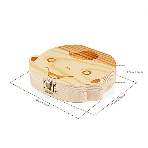 Spanish texto bebé dientes caja, Aitsite save cajas de madera personalizada caja de recuerdos de hoja caduca, personalizar personalizada bebé dientes caja (Chico)