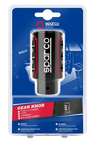 Sparco SPC0103 Pomo de Cambio de Marcha para Coche Racing Color Logo Universal, Negro/Rojo