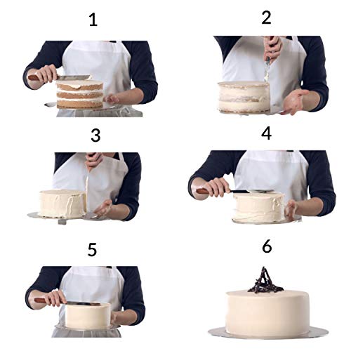 Spatule de Patisserie - 4 Pièces - Ensemble de 3 Spatules Coudées en Inox, Souple et Légère avec lame flexible + 1 Coupe Pâte Gardué avec Lame Droite et Rigide - Spatule de Cuisine (4)