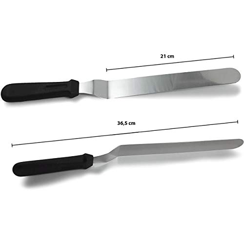 Spatule de Patisserie - 4 Pièces - Ensemble de 3 Spatules Coudées en Inox, Souple et Légère avec lame flexible + 1 Coupe Pâte Gardué avec Lame Droite et Rigide - Spatule de Cuisine (4)