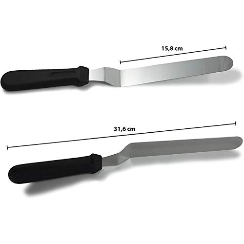 Spatule de Patisserie - 4 Pièces - Ensemble de 3 Spatules Coudées en Inox, Souple et Légère avec lame flexible + 1 Coupe Pâte Gardué avec Lame Droite et Rigide - Spatule de Cuisine (4)