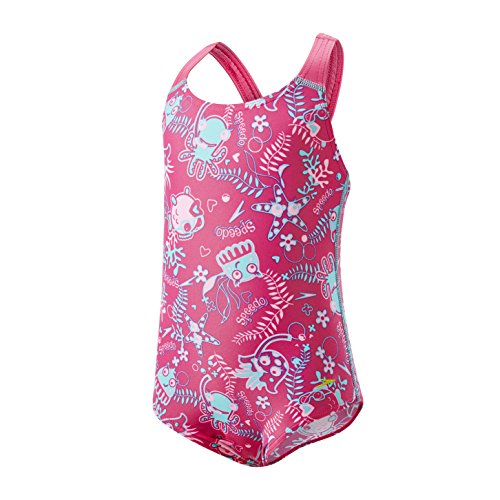 Speedo Seasquad Allover de 1 Pieza Traje de Baño, Bebé-Niñas, Rosa (Vegas/Salpicadura), 3YRS