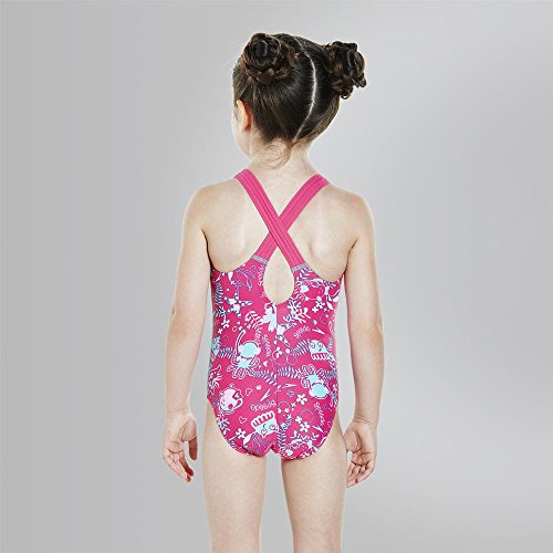 Speedo Seasquad Allover de 1 Pieza Traje de Baño, Bebé-Niñas, Rosa (Vegas/Salpicadura), 3YRS