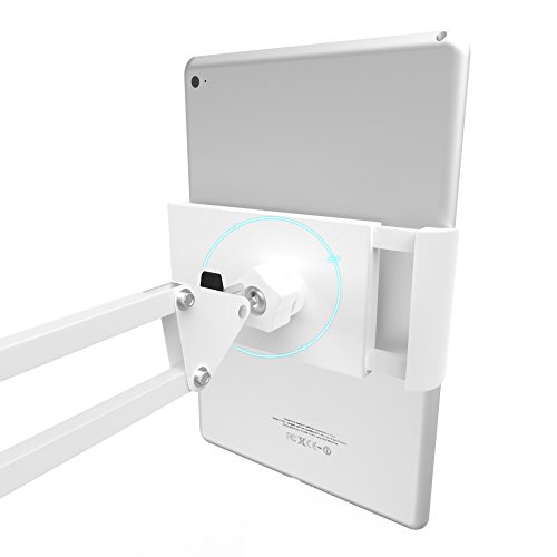 Spessn Soporte de Pie para Tablet, Universal Giratorio Soporte de Metal para Cama para Samsung Galaxy Tab y Teléfonos(Blanco)