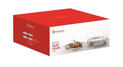 Spiegelau & Nachtmann 2670142 Bistro - Juego de 4 platos grandes (cristal, 22 cm)