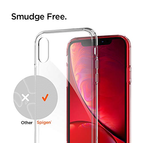 Spigen, Funda para iPhone XR [Quartz Hybrid] Transparente, Parte Posterior de Vidrio Templado, Parachoques Reforzado, Anti Rayado, Anti Huellas Dactilares (064CS25717)