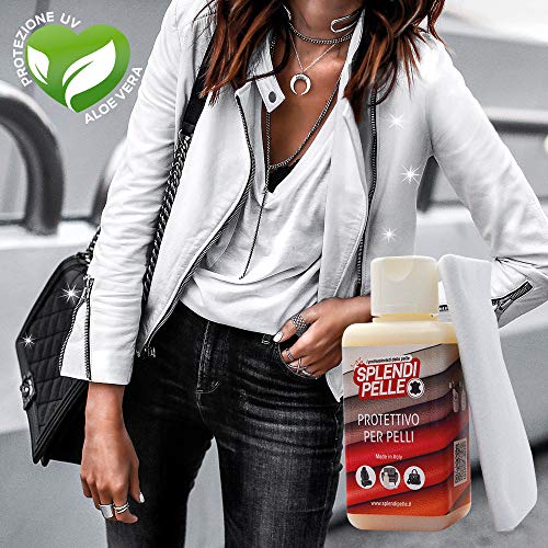 SPLENDIPELLE ® Kit para el cuidado, la limpieza y la protección de sofás, sillones y revestimientos de piel, cuero y piel sintética, restaura el tono y la suavidad, formato de productos 250 ml