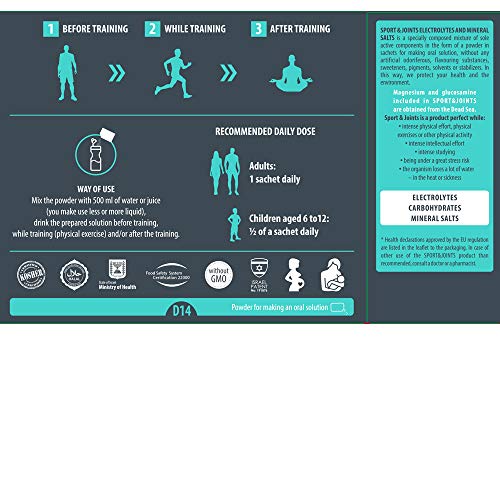 Sport & Joints Electrolitos y sales minerales del Mar Muerto | Citrato de Magnesio 150mg| Citrato de potasio 150mg | Citrato de calcio 120mg | Citrato de sodio 575mg| Citrato de zinc 10mg - 14 sobres