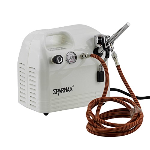 Spraycraft – Kit de aerógrafo y compresor Profesional, Metal, Blanco y Plata, Juego de 2