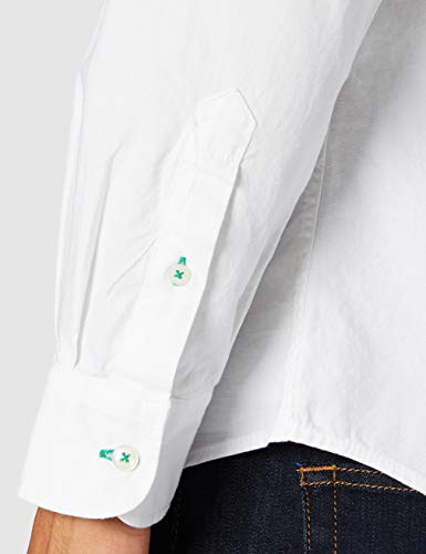 Springfield Solid Pinpoint Color-c/99 Camisa Casual, Blanco (White 27740199), L (Tamaño del Fabricante: L) para Hombre
