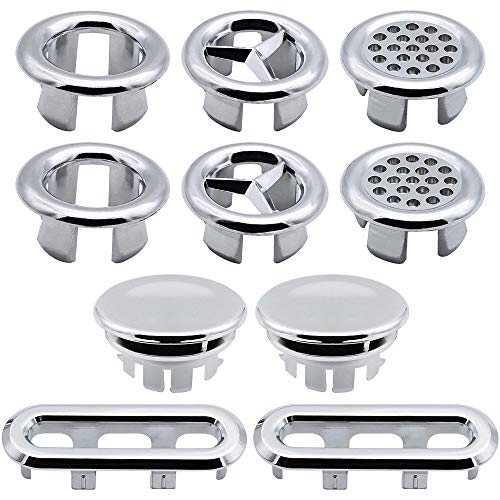 SPTwj cubierta de desbordamiento de desagüe para lavabo de lavabo o lavabo fácil de instalar 5 modelos de diseño diferente (10 piezas/cromado)