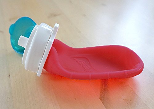 Squeasy Snacker, 180ml - Bolsa de Comida para Bebés Reutilizables | Para Batidos de Fruta Caseros, Yogurt y Zumos | Botella de Silicona, sin BPA (Rojo)