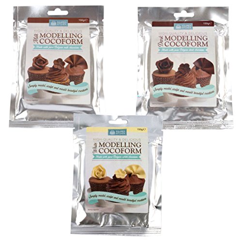 Squires Kitchen Cocoform Juego de 3 – blanco, oscuro y chocolate con leche – modelar Chocolate para decoración de pasteles