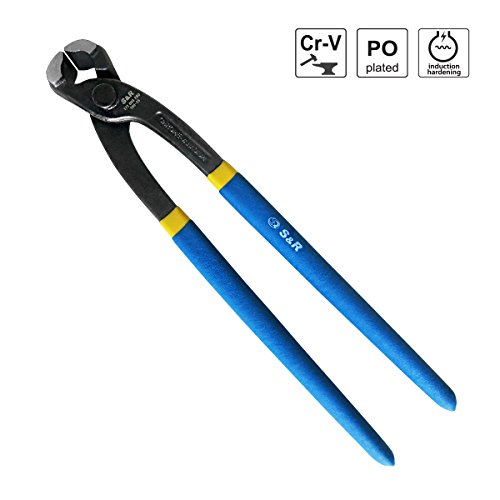 S&R Tenazas / tenazas carpintero ECO 280 mm, hecho de acero al cromo-vanadio de alto grado, asas azules recubiertos de PVC